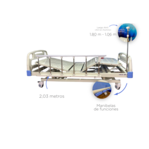 Cama Hospitalaria Manual 3 Funciones + Atril Porta Suero  SKU:  BIII-01A